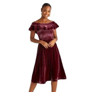 HILL HOUSE HOME The Akilah Nap Dress in Burgundy Velvet in Medium RARE!!